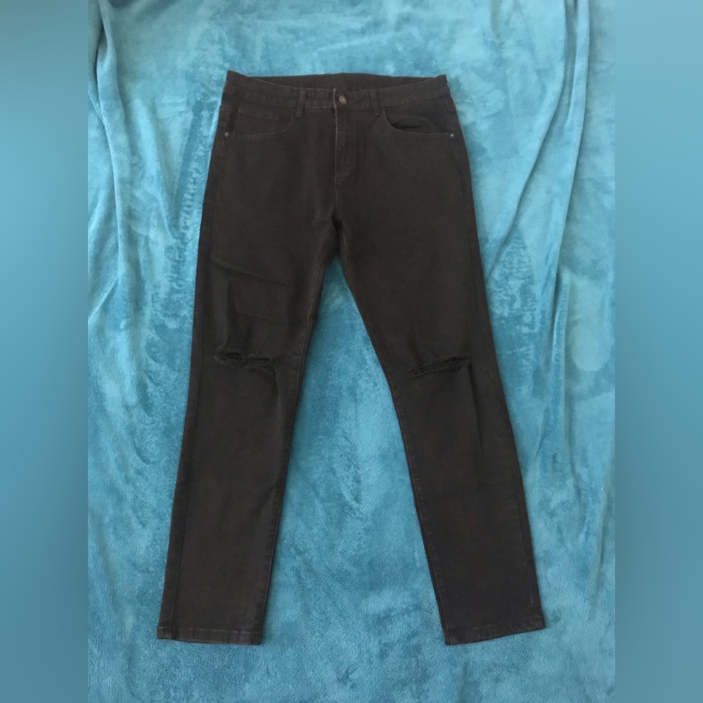 Black Slim Straight Jeans Shein